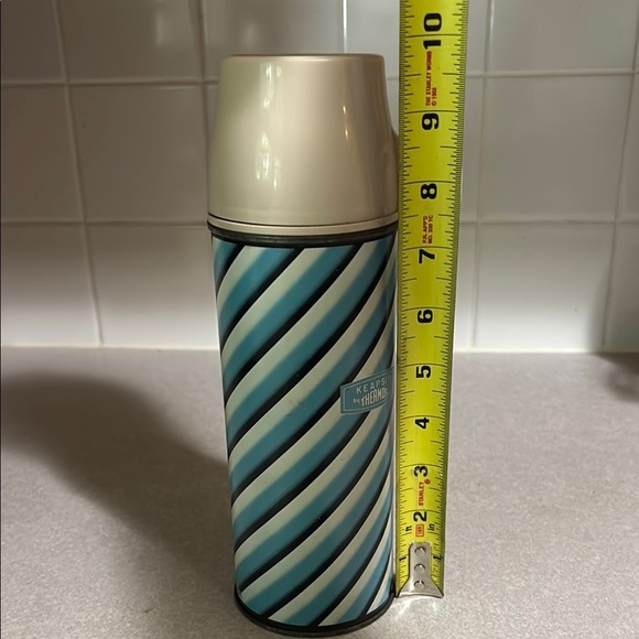 Vintage King-Seeley Keapsit Thermos Blue and White Striped Retro Thermos - Picture 6 of 8